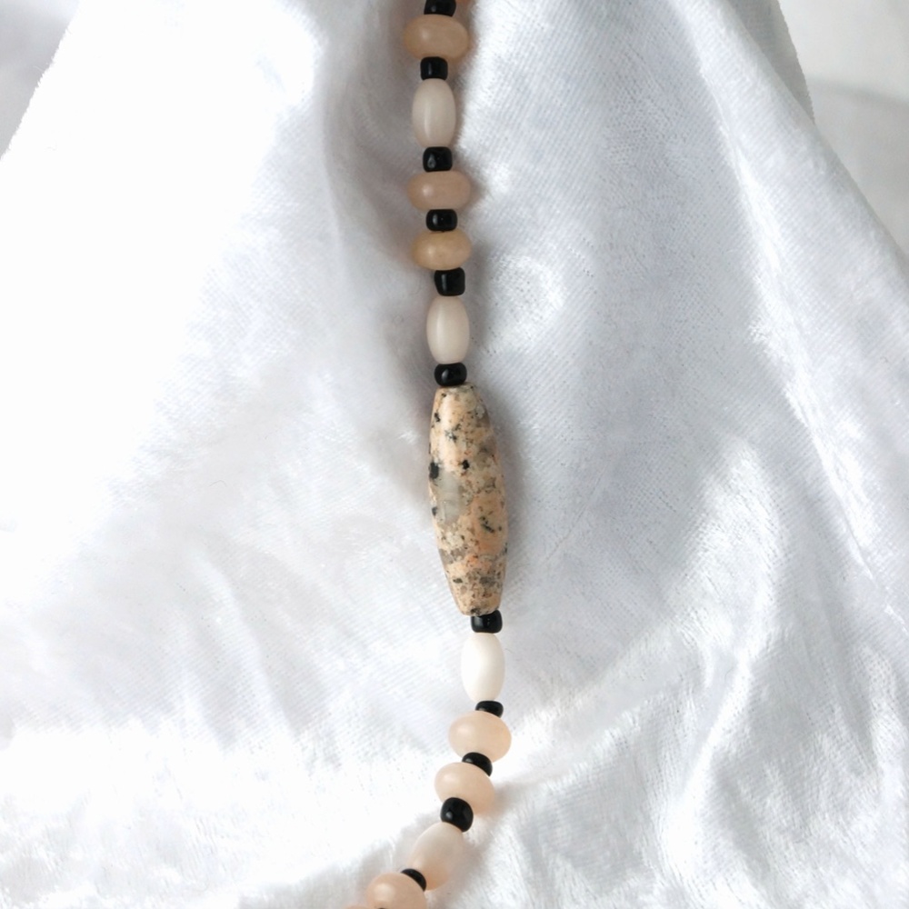 Spotted Jasper and Black Bead Bracelet